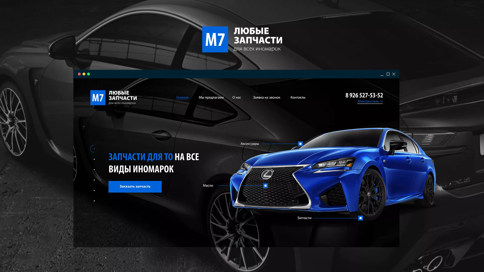 Разработка сайта магазина автозапчастей «М7» в Бокситогорске